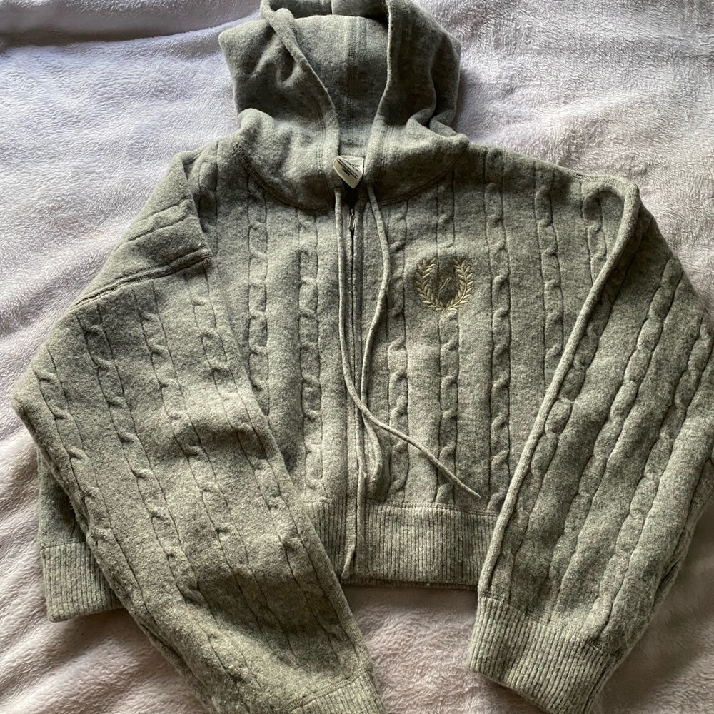 Gray Cable Knit Hoodie and Pants Set